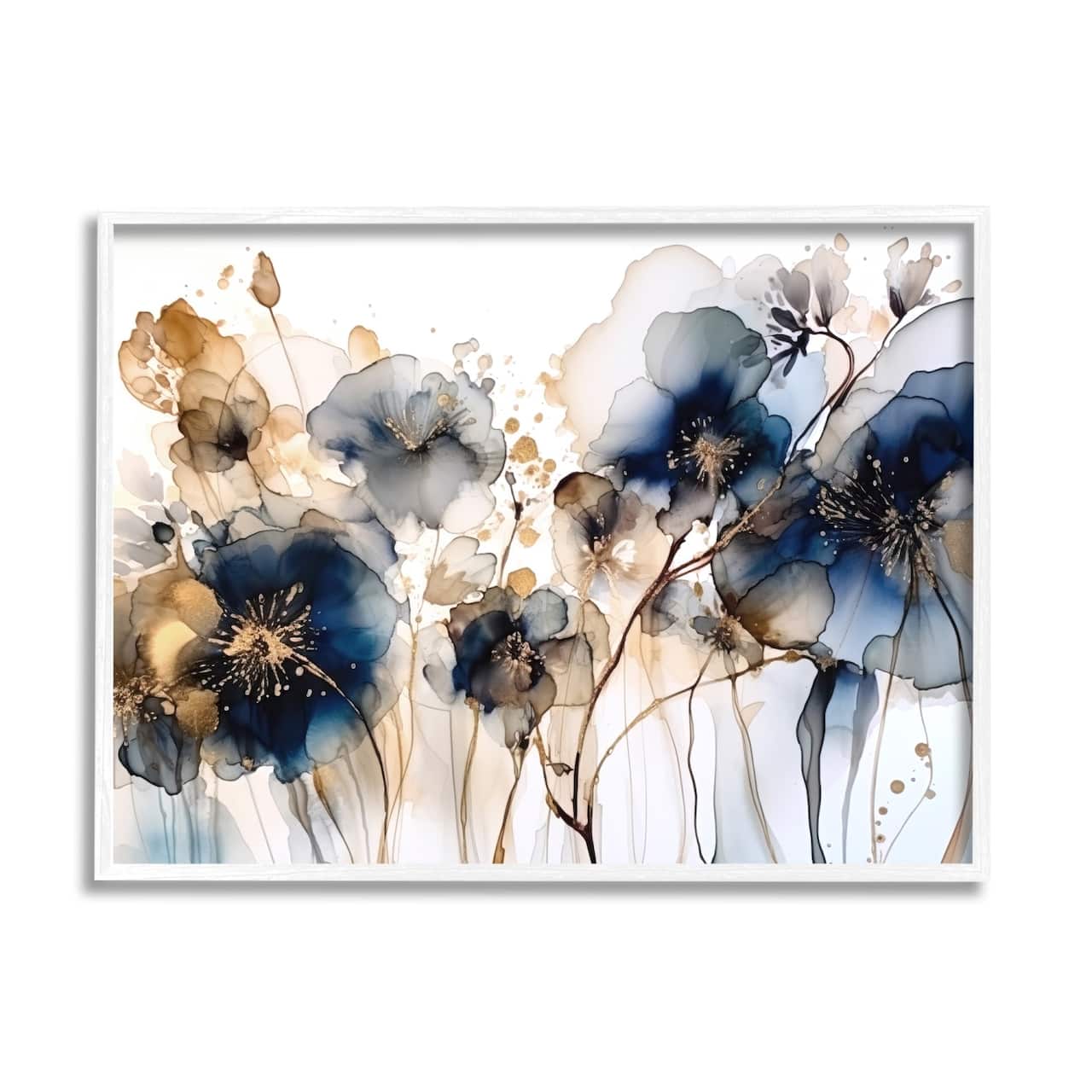 Stupell Industries Navy & Gold Abstraction Framed Giclee Art